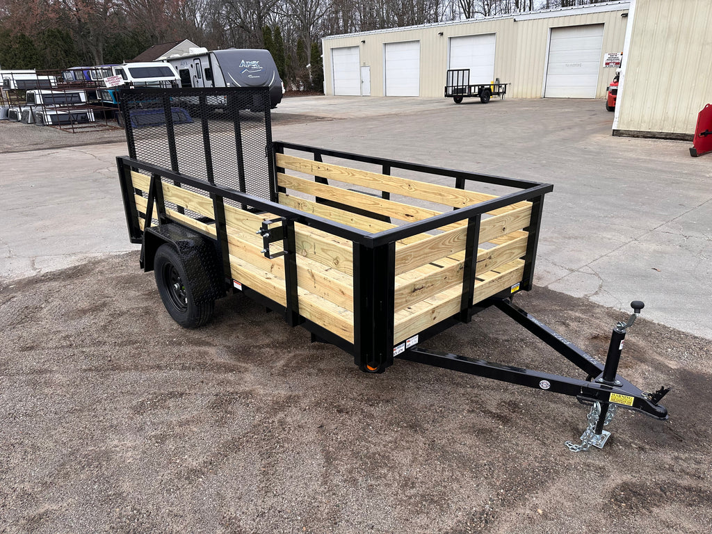 5x10 Utility Trailer with 3 board wood sides 24in tall - Quality Steel and Aluminum  - Model 6210ANSA3.5Kw/HS