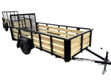 5x12 Utility Trailer with 3 board wood sides 24in tall - Quality Steel and Aluminum  - Model 6212AN3.5KSAw/HS