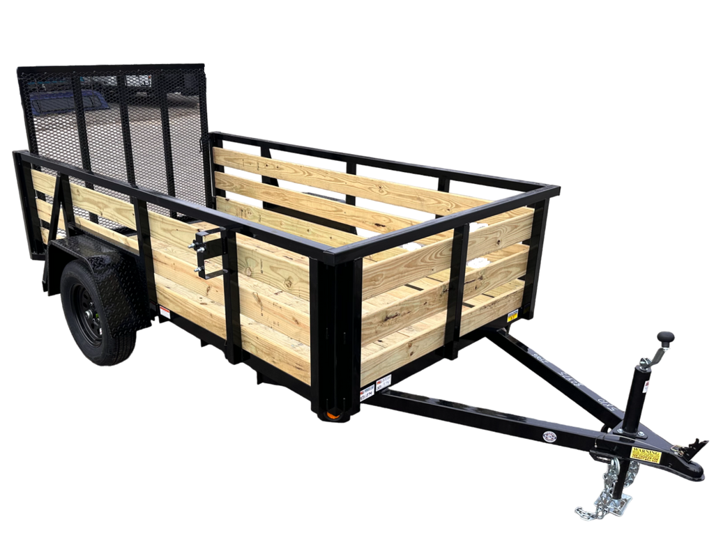 5x8 Utility Trailer with 3 board wood sides 24in tall - Quality Steel and Aluminum  - Model 628ANSA3.5Kw/HS