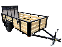 Load image into Gallery viewer, 5x8 Utility Trailer with 3 board wood sides 24in tall - Quality Steel and Aluminum  - Model 628ANSA3.5Kw/HS