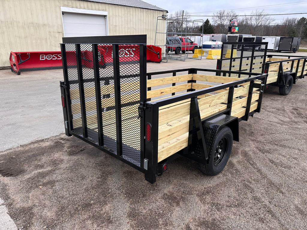 5x10 Utility Trailer with 3 board wood sides 24in tall - Quality Steel and Aluminum  - Model 6210ANSA3.5Kw/HS
