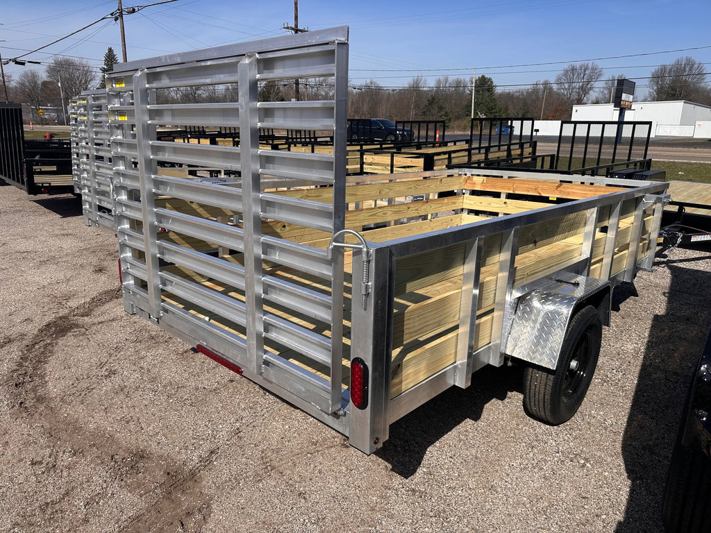 6x10 Aluminum Utility Trailer with 3 board wood sides 24in tall - Quality Steel and Aluminum  - Model 7410ALSLSA3.5Kw/HS