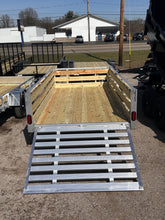 Load image into Gallery viewer, 6x10 Aluminum Utility Trailer with 3 board wood sides 24in tall - Quality Steel and Aluminum  - Model 7410ALSLSA3.5Kw/HS