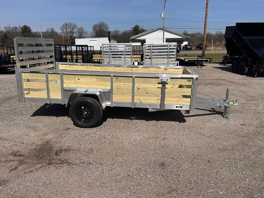 6x12 Aluminum Utility Trailer with 3 board wood sides 24in tall - Quality Steel and Aluminum  - Model 7412ALSL3.5KSAw/HS