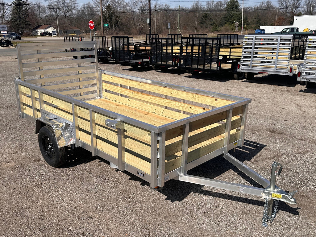 6x12 Aluminum Utility Trailer with 3 board wood sides 24in tall - Quality Steel and Aluminum  - Model 7412ALSL3.5KSAw/HS