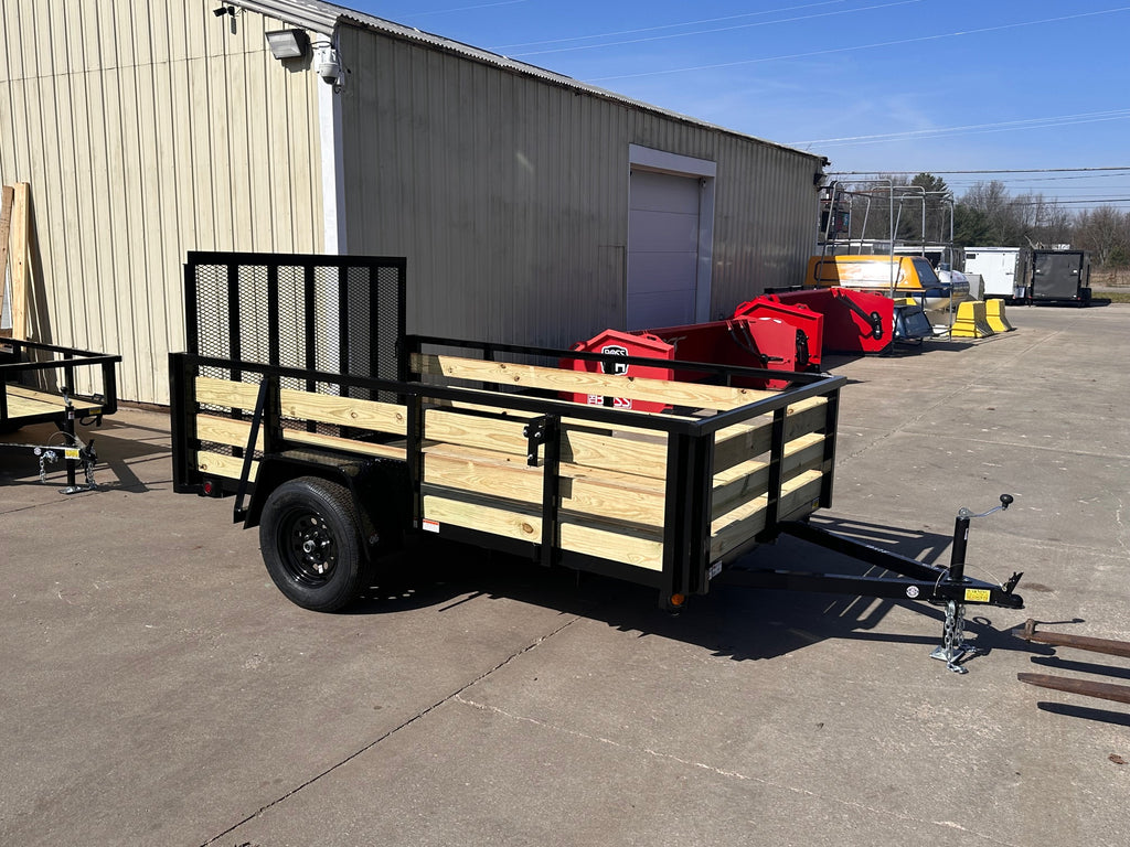 6x14 Utility Trailer with 3 board wood sides 24in tall - Quality Steel and Aluminum  - Model 7414AN3.5KSAw/HS