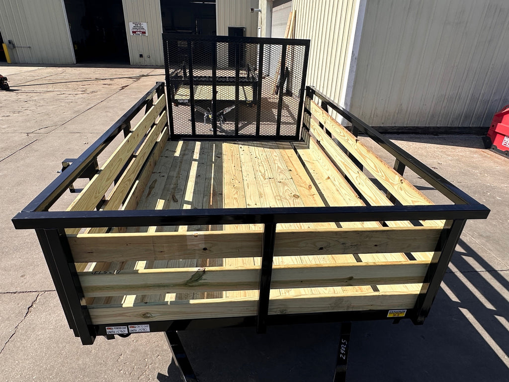7x12 Utility Trailer with 3 board wood sides 24in tall - Quality Steel and Aluminum  - Model 8212ANSA3.5Kw/HS