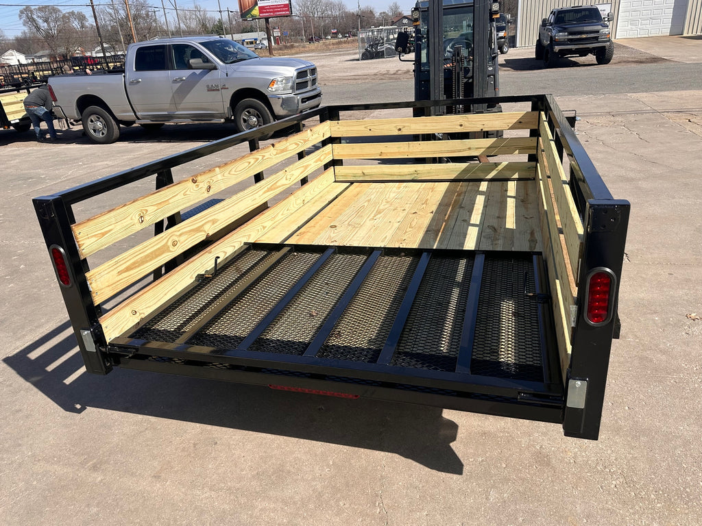 6x14 Utility Trailer with 3 board wood sides 24in tall - Quality Steel and Aluminum  - Model 7414AN3.5KSAw/HS