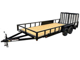 7x18 Tandem Axle Utility Trailer with Angle Iron Sides and split gate - Quality Steel and Aluminum  - Model 8318STDCH7Kw/SplitGate